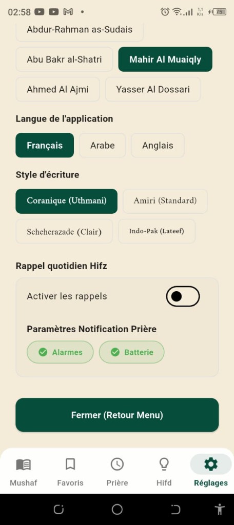 Reglages 2